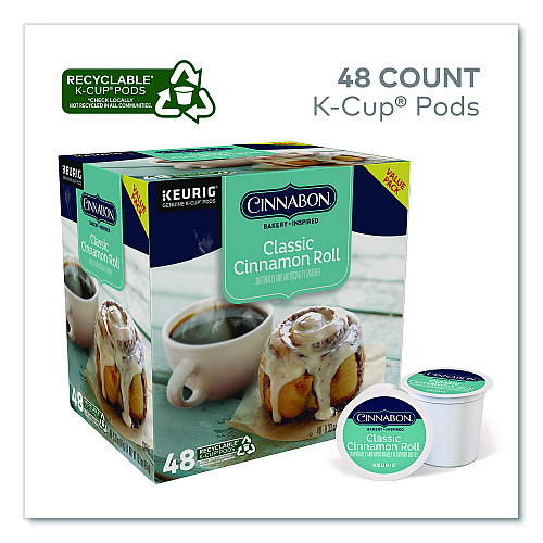 Cinnabon Classic Cinnamon Roll Coffee K-Cups, 0.33 oz, 48/Box (24297522)