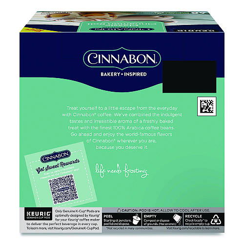 Cinnabon Classic Cinnamon Roll Coffee K-Cups, 0.33 oz, 48/Box (24297522)