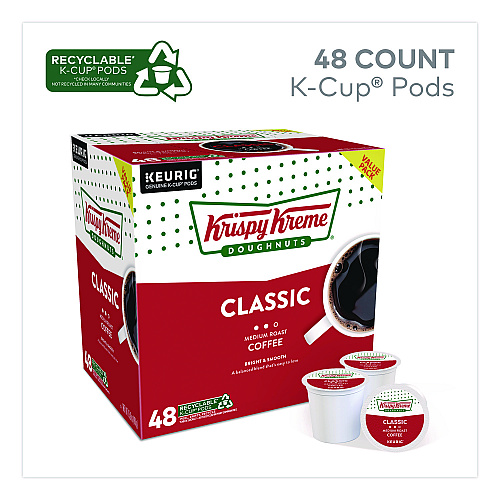 Krispy Kreme Doughnuts Classic Coffee K-Cups, Medium Roast, 0.33 oz, 48/Box (24306975)