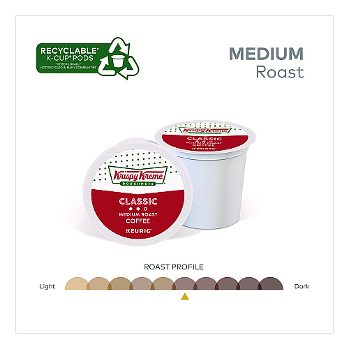Krispy Kreme Doughnuts Classic Coffee K-Cups, Medium Roast, 0.33 oz, 48/Box (24306975)