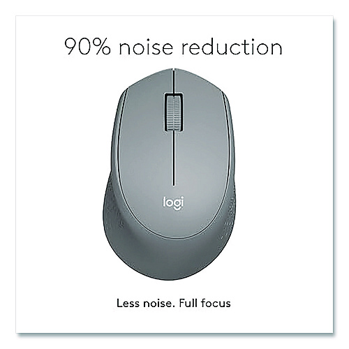 Logitech M330 Silent Plus Mouse, 2.4 GHz Frequency/33 ft Wireless Range, Right Hand Use, Gray (2406185)