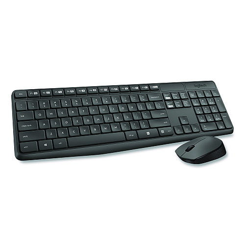 Logitech MK235 Wireless Keyboard and Optical Mouse Combo, 2.4 GHz Frequency, 33 ft Wireless Range, Black (2622126)