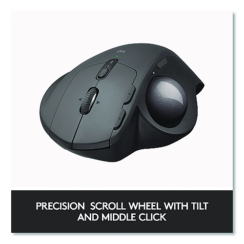 Logitech MX Ergo Plus Advanced Wireless Trackball Mouse, 2.4 GHz Frequency/33 ft Wireless Range, Right Hand Use, Black (2764655)