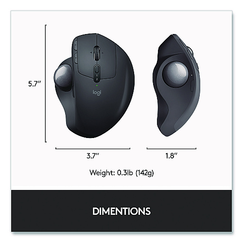Logitech MX Ergo Plus Advanced Wireless Trackball Mouse, 2.4 GHz Frequency/33 ft Wireless Range, Right Hand Use, Black (2764655)