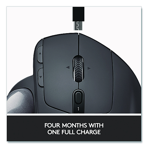 Logitech MX Ergo Plus Advanced Wireless Trackball Mouse, 2.4 GHz Frequency/33 ft Wireless Range, Right Hand Use, Black (2764655)