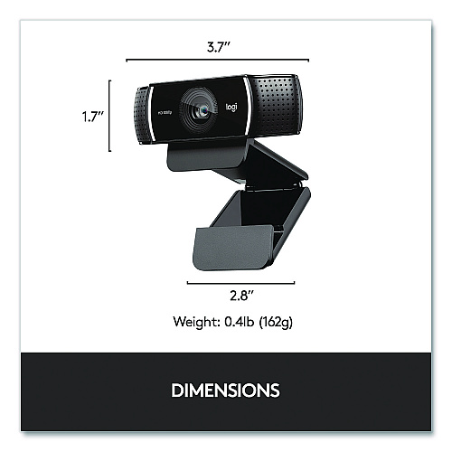Logitech C922 Pro Stream Webcam, 1920 pixels x 1080 pixels, 3 Mpixels, Black (2843756)