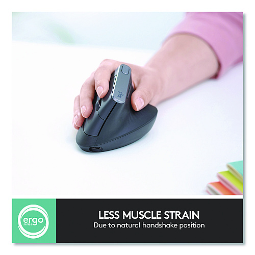 Logitech MX Vertical Advanced Ergonomic Mouse, 2.4 GHz Frequency/33 ft Wireless Range, Left/Right Hand Use, Graphite (24342520)
