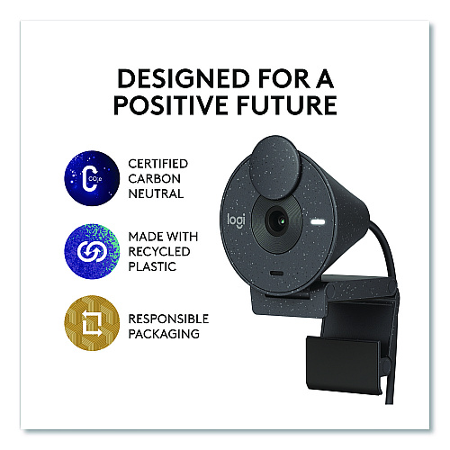 Logitech Brio 300 HD Webcam, 1920 pixels x 1080 pixels, 2 Mpixels, Graphite (960001497)