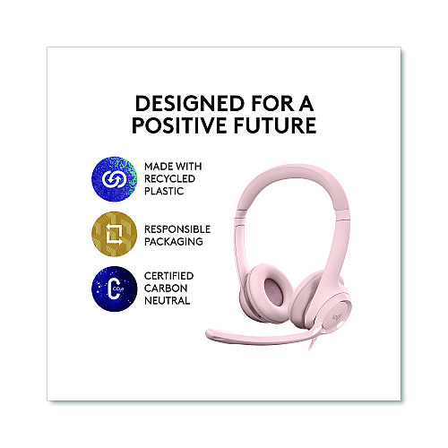 Logitech H390 Binaural Over The Head Headset, Rose (981001280)