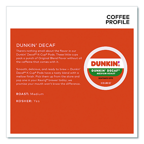 Dunkin Donuts K-Cup Pods, Dunkin' Decaf, 44/Box (24306977)