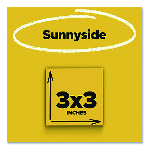 Post-it Super Sticky Note Pads in Playful Primary Colors, 3 x 3, Sunnyside, 90 Sheets/Pad, 5 Pads/Pack (6545SSY)