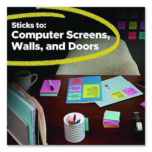 Post-it Super Sticky Pads in Canary Yellow, 3 x 3, 90 Sheets/Pad, 10 Pads/Pack (65410SSCY)