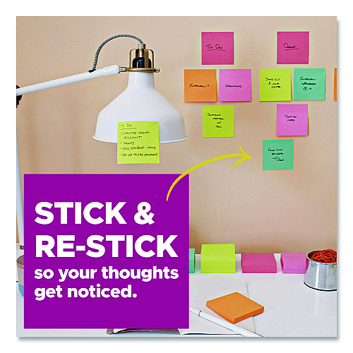 Post-it Super Sticky Pads in Energy Boost Colors, (11) Unruled, (2) Ruled, Assorted Sizes/Colors, 45 Sheets/Pad, 13 Pads/Pack (462313SSAU)
