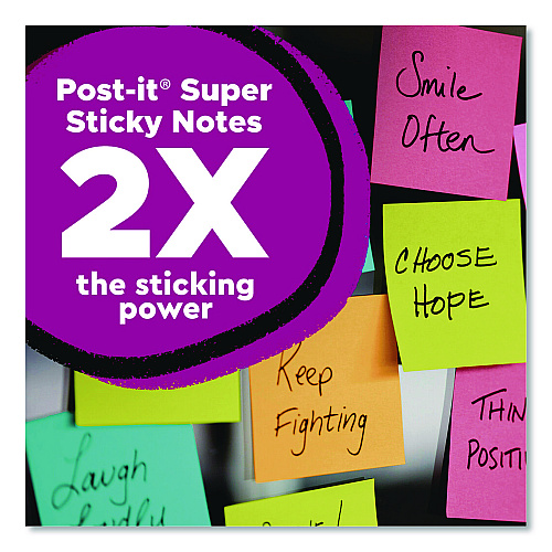 Post-it Super Sticky Pads in Energy Boost Collection Colors, 3 x 3, Limeade, 90 Sheets/Pad, 5 Pads/Pack (70005174100)