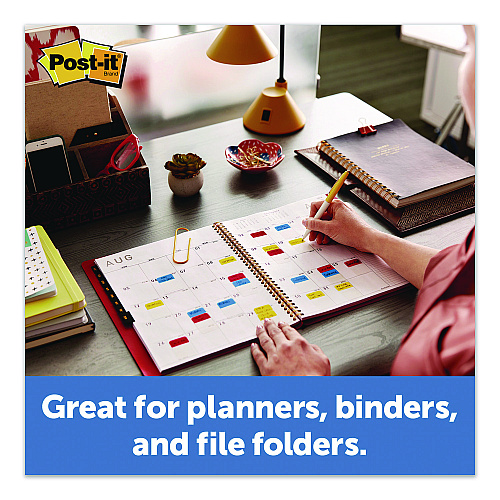Post-it 1" Plain Solid Color Tabs, 1/5-Cut, Assorted Colors, 1" Wide, 36/Pack (70005179224)