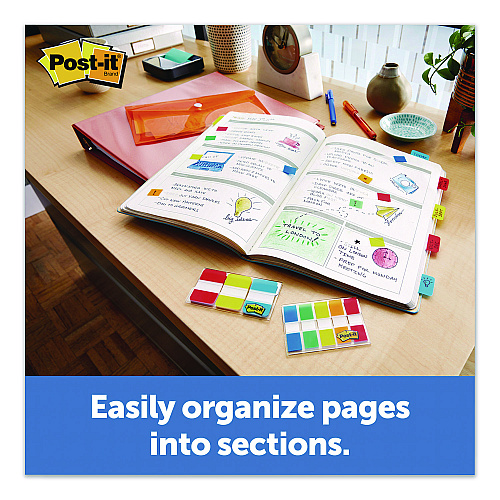 Post-it 1" Plain Solid Color Tabs, 1/5-Cut, Assorted Colors, 1" Wide, 36/Pack (70005179224)