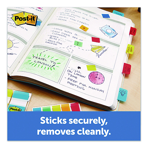 Post-it 1" Plain Solid Color Tabs, 1/5-Cut, Assorted Colors, 1" Wide, 36/Pack (70005179224)