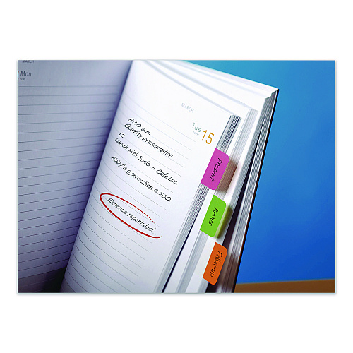 Post-it 1" Plain Solid Color Tabs, 1/5-Cut, Assorted Colors, 1" Wide, 36/Pack (70005179224)