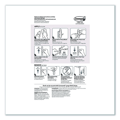 Command Large Wire Hook, Metal/Plastic, White, Supports 5 lbs (70006903192)