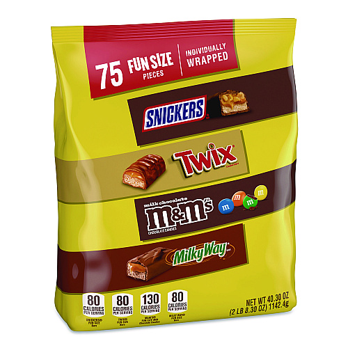 Mars Fun Size Milk Chocolate Variety Pack, Assorted, 40.3 oz, 75 Pieces (MMM59795)