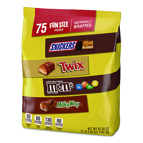Mars Fun Size Milk Chocolate Variety Pack, Assorted, 40.3 oz, 75 Pieces (MMM59795)