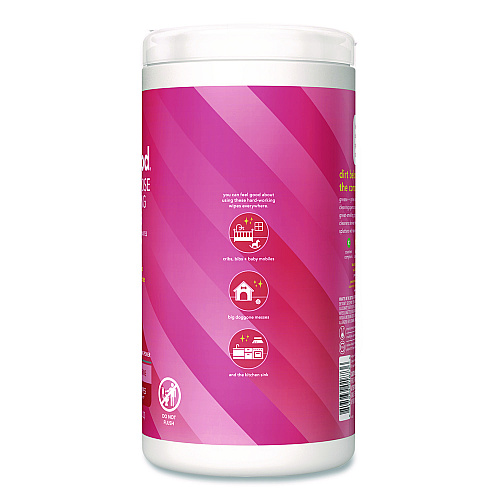 Method All Purpose Cleaning Wipes, 1 Ply, Pink Grapefruit, White, 70/Pack (365347)