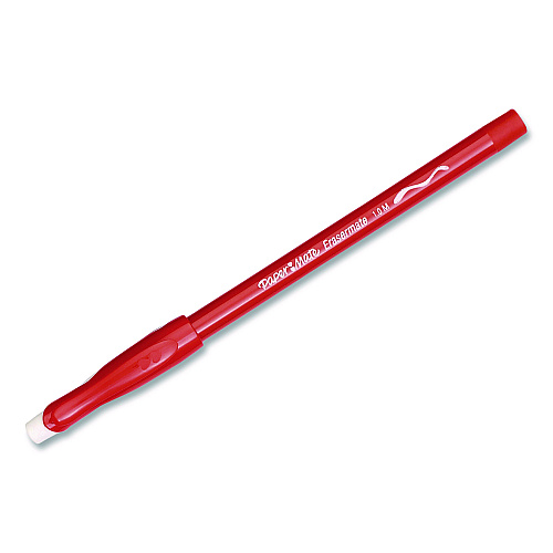 Paper Mate Eraser Mate Ballpoint Pen, Stick, Medium 1 mm, Red Ink, Red Barrel, 5/Pack (31735)