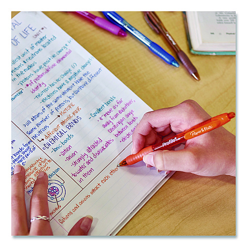 Paper Mate Profile Ballpoint Pen, Retractable, Bold 1.4 mm, Blue Ink, Translucent Blue Barrel, 4/Pack (196066689472)