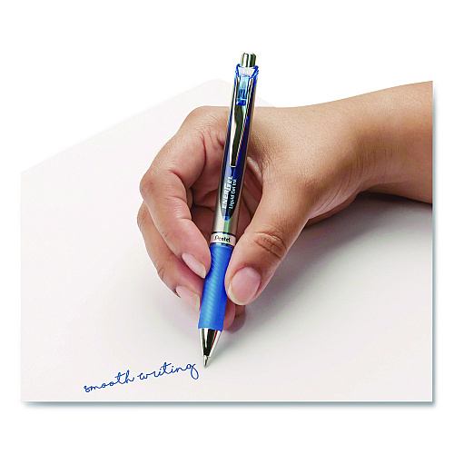 Pentel EnerGel RTX Gel Pen, Retractable, Bold 1 mm, Blue Ink, Blue/Gray Barrel, Dozen (BL80CDZ)