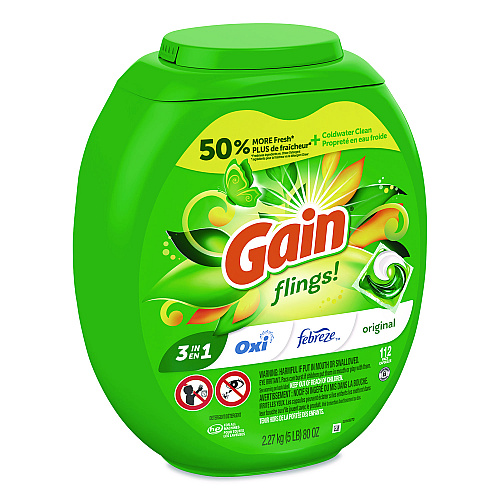 Gain Flings Detergent Pods, Original, 112 Pods, 80 oz Tub (02446)