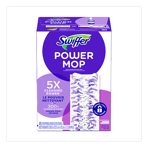 Swiffer PowerMop Mopping Pads, 15.4 x 5.3, White/Purple, 8/Pack (08189PK)