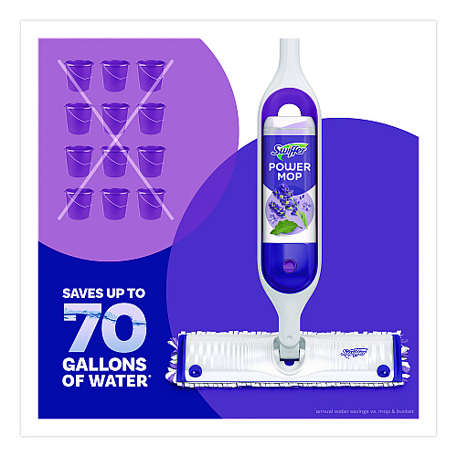 Swiffer PowerMop Cleaning Solution and Pads Refill Pack, Lavender, 25.3 oz Bottle and 5 Pads/Pack (09117EA)