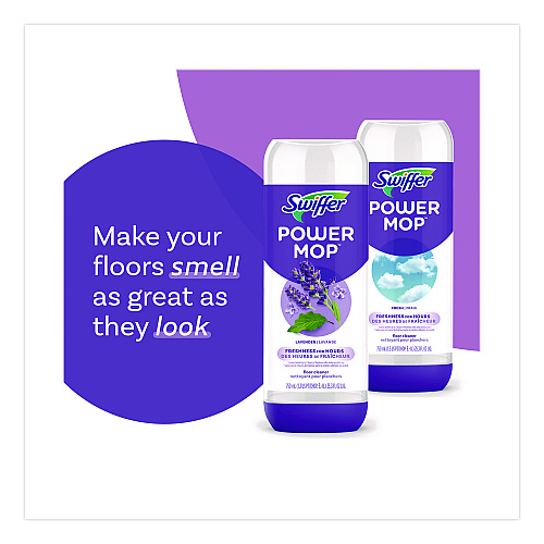 Swiffer PowerMop Cleaning Solution and Pads Refill Pack, Lavender, 25.3 oz Bottle and 5 Pads/Pack (09117EA)