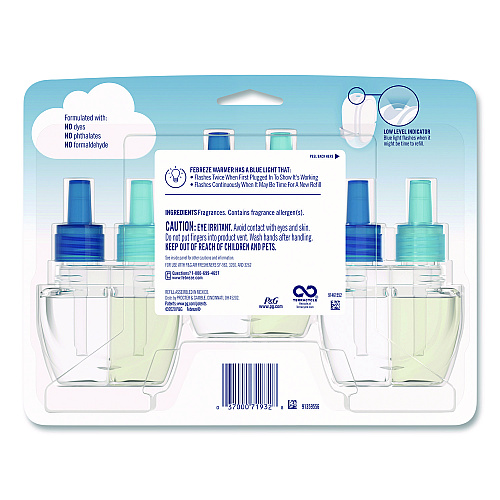 Febreze PLUG Air Freshener Refills, Ocean, 0.87 oz, 3/Pack (71932)