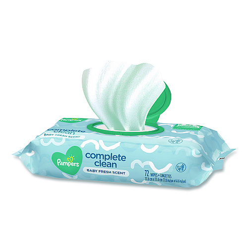 Pampers Complete Clean Baby Wipes, 1-Ply, 6.8 x 7, Baby Fresh, White, 72/Pack (75536EA)