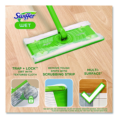 Swiffer Wet Refill Cloths, 10 x 8, Fresh Scent, White, 24/Box (82856BX)