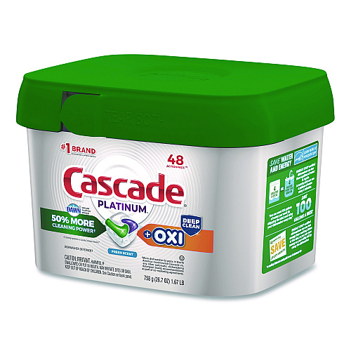 Cascade Action Pacs+Oxi, Fresh Scent, 26.7 oz Tub, 48/Pack (3700027425)