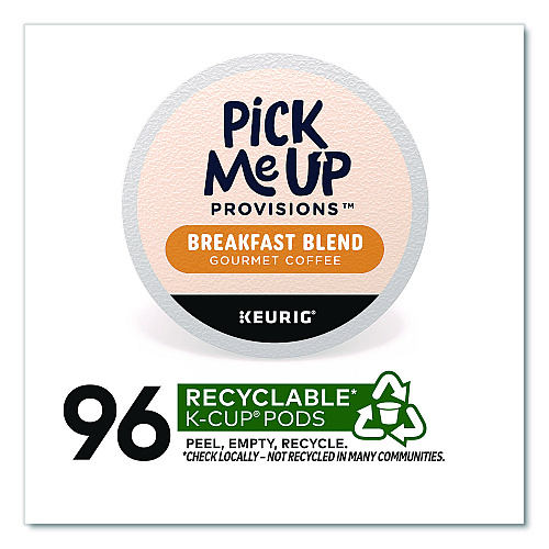 Pick Me Up Provisions Breakfast Blend Coffee K-Cups, 24/Box, 4 Boxes/Carton (52967CT)