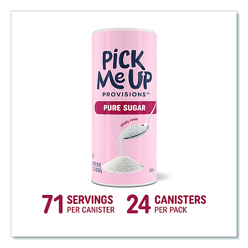 Pick Me Up Provisions Pure Sugar, 20 oz Canister, 24/Carton (PM62433CT942)