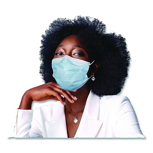 Medicom Three-Ply Disposable Face Mask, Paper, One Size Fits Most, 50/Box (214115CAN)