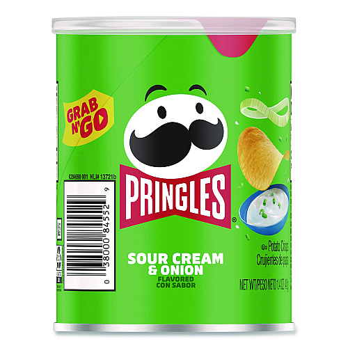 Pringles Grab and Go sour Cream and Onion Crisps, 1.4 oz Cans, 12/Box (KEE16673)