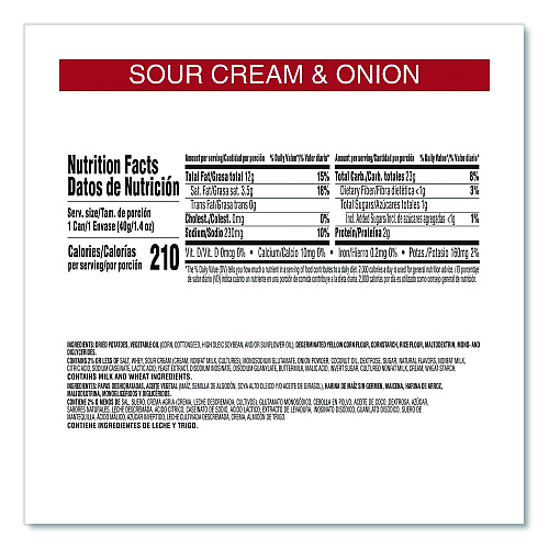 Pringles Grab and Go sour Cream and Onion Crisps, 1.4 oz Cans, 12/Box (KEE16673)