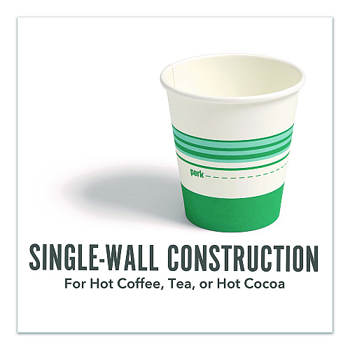 Perk Paper Hot Cups, 10 oz, White/Teal, 500/Carton (PK54366CT)
