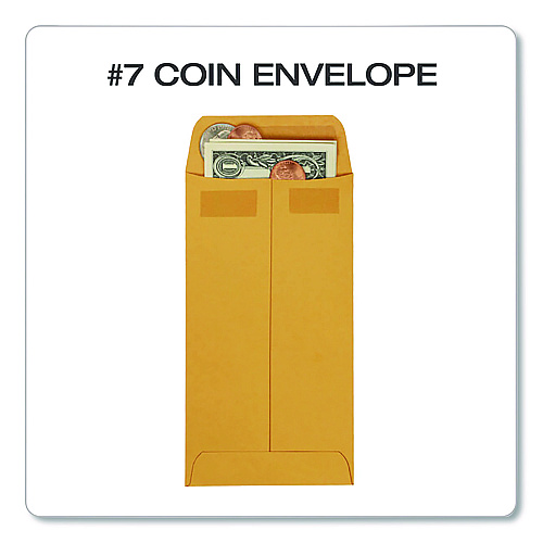 Quality Park Redi-Seal Coin and Small Parts Envelope, #7, Cheese Blade Flap, Redi-Seal Adhesive Closure, 3.5 x 6.5, Kraft Brown, 500/Box (50765)