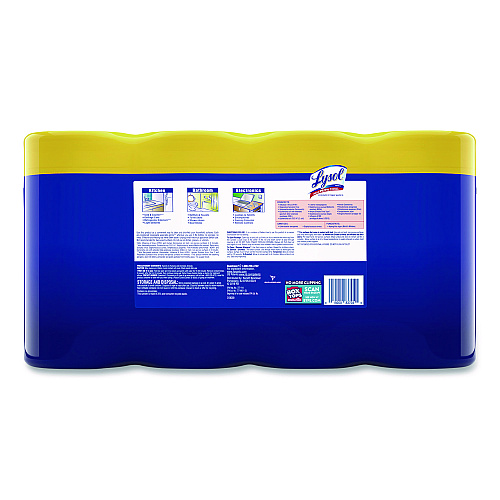 LYSOL Brand Disinfecting Wipes, 1-Ply, 7 x 7.25, Lemon and Lime Blossom, White, 80 Wipes/Canister, 4 Canisters/Pack (1920090641)