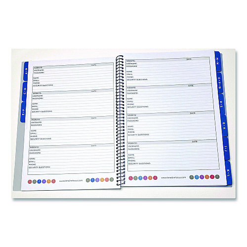 Re-focus the Creative Office Large Password Log Book, User-Name/Password Format, Black Cover, (48) 10 x 7.5 Sheets (LARGEPWBOOKB)