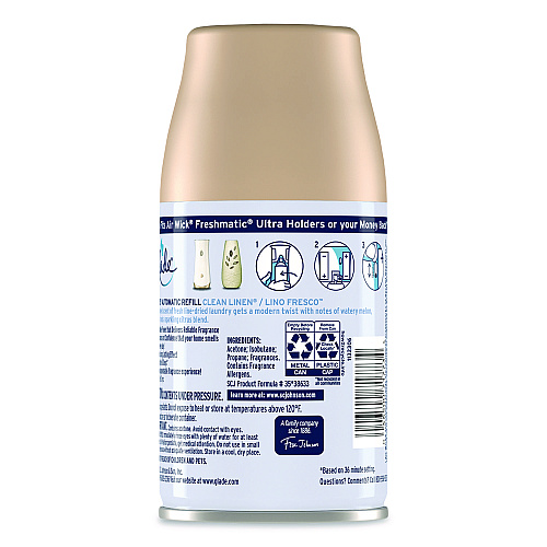 Glade Automatic Air Freshener, Clean Linen, 6.2 oz Can, 4/Pack (333368)