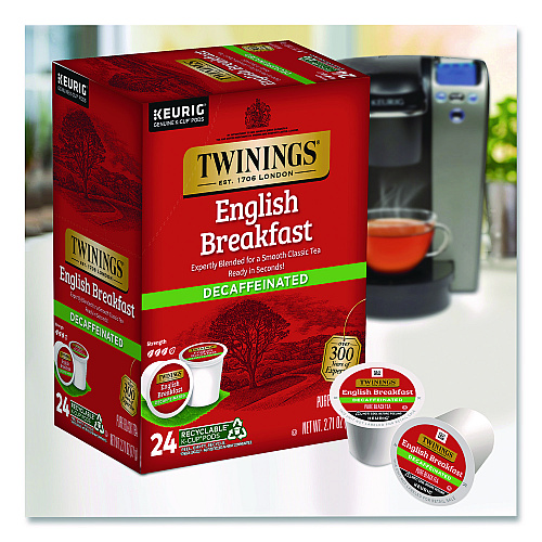 TWININGS Tea K-Cups, English Breakfast Decaf, 0.11 oz, 24/Box (TNA85784)