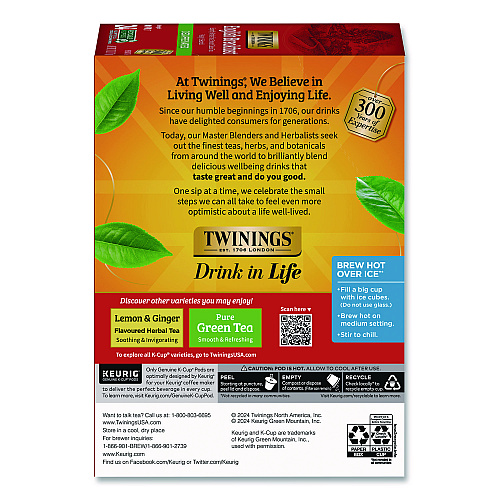 TWININGS Tea K-Cups, English Breakfast Decaf, 0.11 oz, 24/Box (TNA85784)