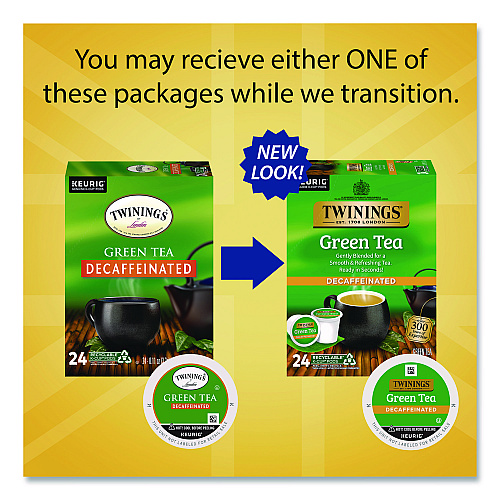 TWININGS Tea K-Cups, Decaf Green Tea, 0.11 oz, 24/Box (TNA90557)